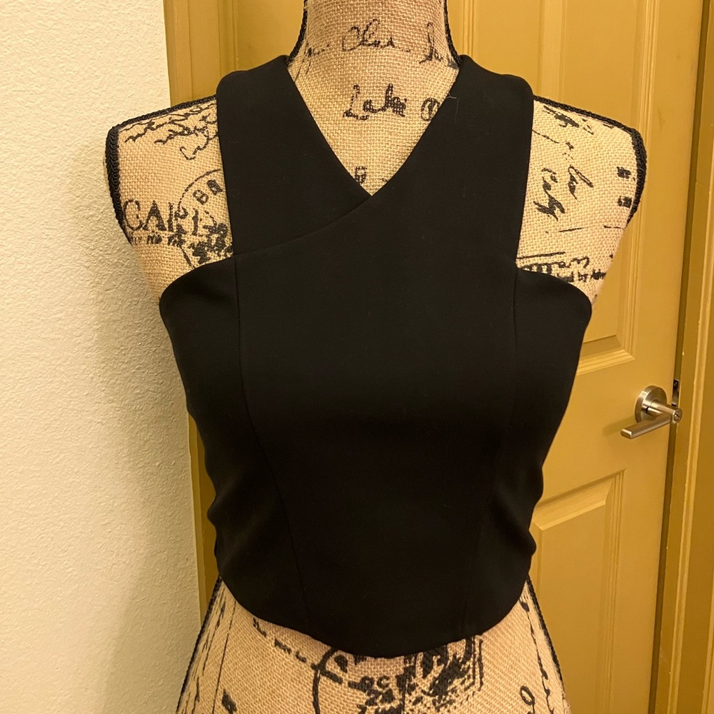 Express Black Cropped Halter Tank Top